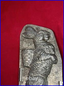 Antique Weygandt Chocolate Mold Large 13 Bunny Rabbit With Basket #26945 (A)