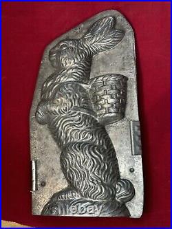 Antique Weygandt Chocolate Mold Large 13 Bunny Rabbit With Basket #26945 (A)