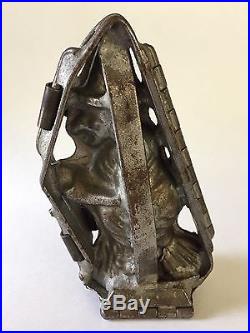 Antique Witch on Broom Heavy Duty Metal Hinged Chocolate Mold Primitive