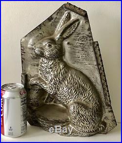 Antique X-Large Easter Bunny Rabbit Standing With Basket Chocolate Mold Top USA
