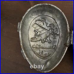 Antique XL Easter Egg Rabbit Flying Plane Double Sided Hinged Chocolate Mold