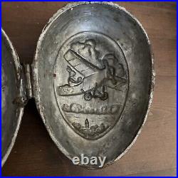 Antique XL Easter Egg Rabbit Flying Plane Double Sided Hinged Chocolate Mold