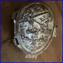 Antique XL Easter Egg Rabbit Flying Plane Double Sided Hinged Chocolate Mold