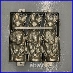 Antique XXL triple bunny candy mold FIVE POUND BUNNIES rare! Holy grail