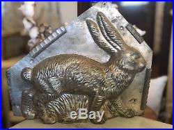 Antique chocolate bunny mold. About 14 long and in great condition for age