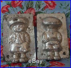 Antique chocolate mold Little boy in hat French metal kitchen mould