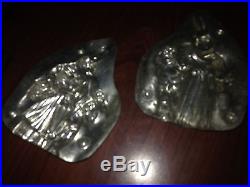 Antique chocolate mold mother easter bunny & little boy bunny germany