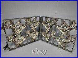 Antique hinged Industrial metal Chocolate Candy mold 5in Reindeer Mold 11x9.5