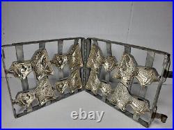 Antique hinged Industrial metal Chocolate Candy mold 5inch Lambs Mold 11x9.5