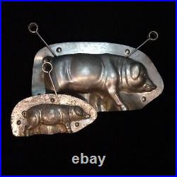 Antique metal Chocolate Mold larger Pig Dresden Germany Anton Reiche #4587 vtg