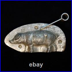 Antique metal Chocolate Mold small Pig Germany Dresden Anton Reiche 12 8553 vtg Antique metal Chocolate Mold small Pig Germany Dresden Anton Reiche 12 8553 vtg