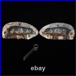 Antique metal Chocolate Mold small Pig Germany Dresden Anton Reiche 12 8553 vtg Antique metal Chocolate Mold small Pig Germany Dresden Anton Reiche 12 8553 vtg