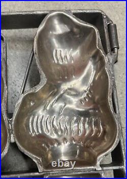 Antique metal chocolate strap cage mold 4 animals playing a bass fiddle or cello