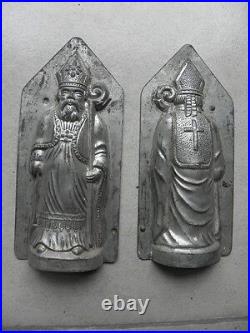 Antique mould Santa Claus chocolate St Nicholas candy mold tin french vintage