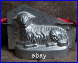 Antique sheep lamb chocolate seated metal for cake topper mold. EASTER