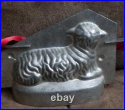 Antique sheep lamb chocolate seated metal for cake topper mold. EASTER