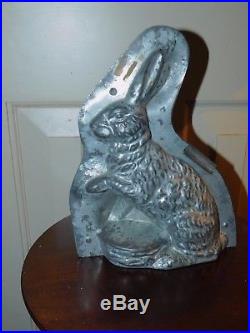 Antique tin 9 1/2 tall Chocolate Rabbit Mold Anton Reiche GERMANY