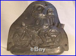 Antique/vintage Chocolate Easter Bunny Mold Rabbit Motorcycle Unsigned
