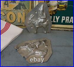 Antique vintage chocolate mold Santa Clause Donkey Stamped French 5.51inches