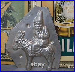 Antique vintage chocolate mold Santa Clause Donkey Stamped French 5.51inches