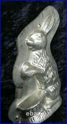 Antique vintage metal chocolate mold shape figure sitting easter bunny