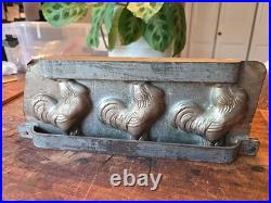 Anton Reich Triple Rooster Chocolate Mold Dresden Germany Antique Farm Rare Anton Reich Triple Rooster Chocolate Mold Dresden Germany Antique Farm Rare