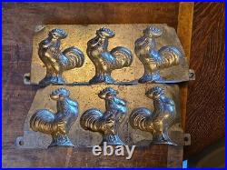 Anton Reich Triple Rooster Chocolate Mold Dresden Germany Antique Farm Rare Anton Reich Triple Rooster Chocolate Mold Dresden Germany Antique Farm Rare