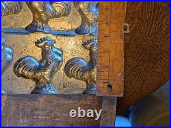 Anton Reich Triple Rooster Chocolate Mold Dresden Germany Antique Farm Rare Anton Reich Triple Rooster Chocolate Mold Dresden Germany Antique Farm Rare