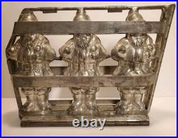 Anton Reiche Antique 3 Santa Chocolate Hinged Mold Germany Used Anton Reiche Antique 3 Santa Chocolate Hinged Mold Germany Used