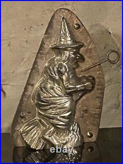 Anton Reiche Dresden Antique German Chocolate Mold Halloween Witch On Broom RARE