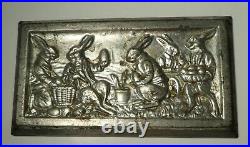 Anton Reiche Postcard Chocolate Mold with 5 Rabbits Sitting Around Cooking