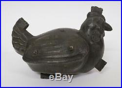 BIG 19th Century ANTIQUE PEWTER HINGED ICE CREAM CHOCOLATE MOULD CHICKEN