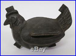 BIG 19th Century ANTIQUE PEWTER HINGED ICE CREAM CHOCOLATE MOULD CHICKEN