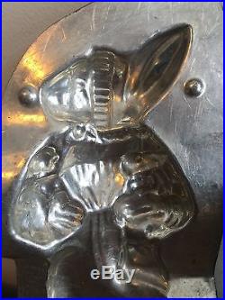 Beautiful Dressed Mother Rabbit Holding Babies German Antique Chocolate Mold