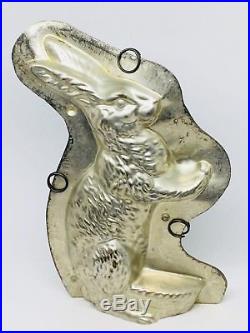 CH12 Large 11 Easter Bunny Rabbit Chocolate Mold Antique German 1910's