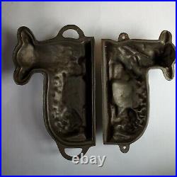 Cast Iron Lamb Sheep Cake Candy Chocolate Mold Baking 2 Pieces Vintage Antique