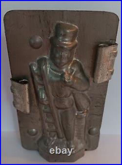 Chalkware Chimney Sweep Snowman & Vintage Chocolate Mold 4 1/4 x 1 3/4