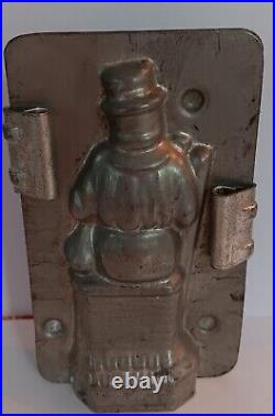 Chalkware Chimney Sweep Snowman & Vintage Chocolate Mold 4 1/4 x 1 3/4