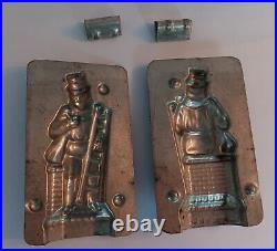 Chalkware Chimney Sweep Snowman & Vintage Chocolate Mold 4 1/4 x 1 3/4