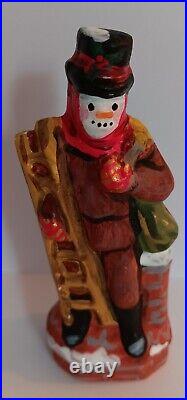 Chalkware Chimney Sweep Snowman & Vintage Chocolate Mold 4 1/4 x 1 3/4