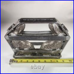 Chocolate Mold 2 Easter Bunny Rabbits Antique Metal 9 x 7 withClasps Heavy Duty