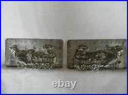 Chocolate Mold Chicken Pulling Rabbit in Cart of Eggs Collectible Antique Vintag