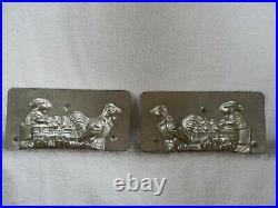 Chocolate Mold Chicken Pulling Rabbit in Cart of Eggs Collectible Antique Vintag