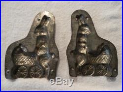 Chocolate Mold Mother Rabbit Pushing Baby Carriage Collectible Antique Vintage