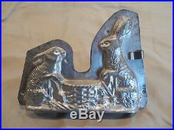 Chocolate Mold Rabbit Family With Basket Collectible Antique Vintage