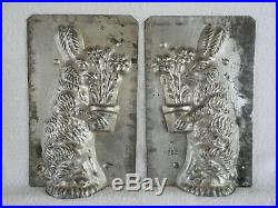 Chocolate Mold Rabbit Holding Pot of Daisies Collectible Antique Vintage