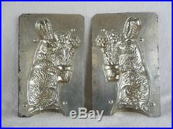 Chocolate Mold Rabbit Holding Pot of Daisies Collectible Antique Vintage