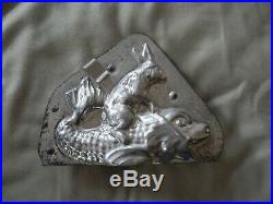 Chocolate Mold Rabbit Riding Fish Collectible Antique Vintage