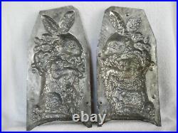 Chocolate Mold Rabbit Standing withBabies and Carrots Collectible Antique Vintage