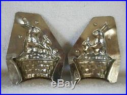 Chocolate Mold Rabbits Sitting in Basket Collectible Antique Vintage
